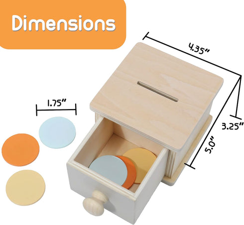 Montessori Mama Coin Box, Wooden Montessori Toy for 1 Year Old Toddler, Baby Drawer Drop Ball Toy