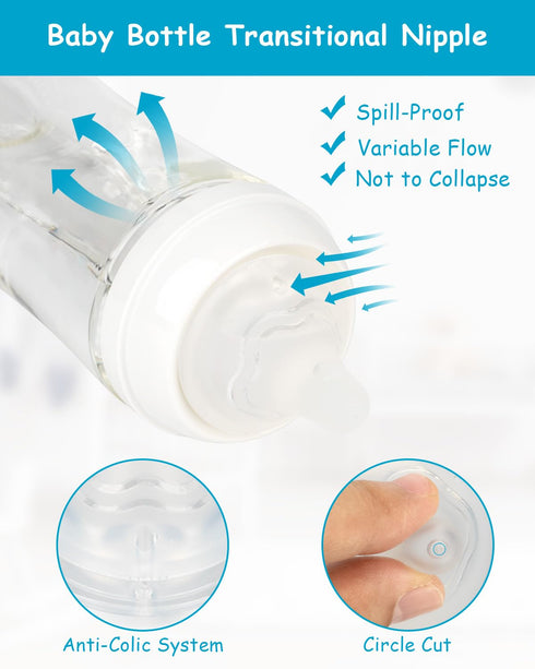 1m+, 6 Count Silicone Nipple for Pigeon Baby Bottle, Size S, Slow Flow