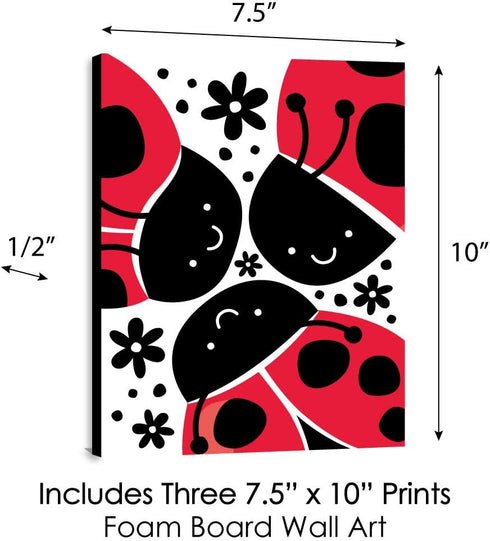 7.5 10 inches Set 3 Big Dot of Happiness Happy Little Ladybug - Baby Girl Nursery Wall Art and Kids Room Decorations