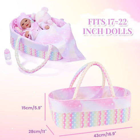 8 17-22 Inch BABESIDE Pcs Reborn Baby Doll Clothes with Bassinet for Babydolls, Reborn Baby Doll Accessories fit