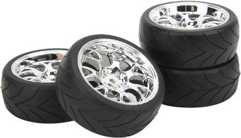 VBESTLIFE RC Tire Set, 4Pcs 2.6inch Rubber Tires with Plastic Rims for Most 1:10 Scale Flat Sports Car