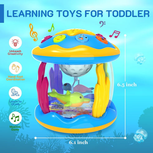 6 12 Tummy 12-18 1 2 3 0-3-6-9-12-18 Baby Toys to Months - Musical Projector Rotating Light Up Toys, Time for Infant