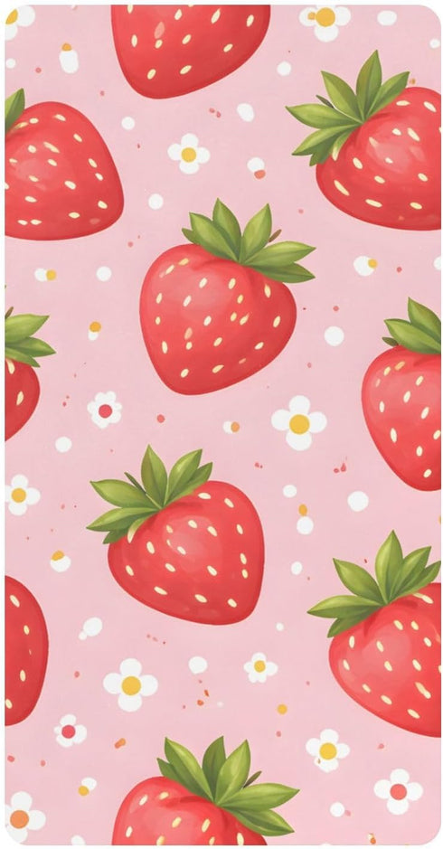CZXW Cute Strawberry and Daisy Crib Sheets Fitted 52" x 28" Natural Cotton