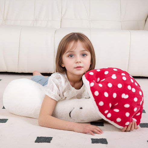 28'' Large Mushroom Plush Pillow, Red Mushroom Shaped Stuffed Animal, Soft Big Plushies Gift for Kids