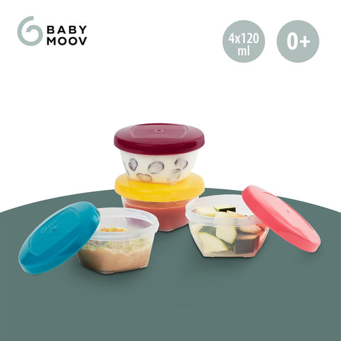 4 count (Pack 1) SET Babymoov Leak Proof Storage Bowls | BPA Free Containers With Lids, Ideal to Store Baby Food