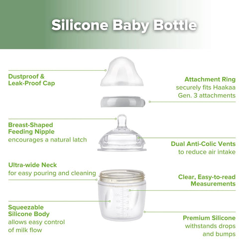 3 160ml /5.4oz 0M+, haakaa Gen. Silicone Baby Bottle Baby Bottles for Newborn BPA-Free Breastfeeding Baby Bottle