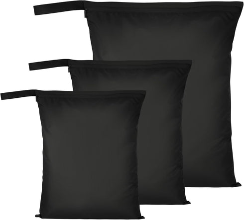 AOOSA 3PCS Wet Bags, Waterproof Travel Laundry Bag, Reusable Cloth Diaper Bags with Handle & Zipper, Washable Travel
