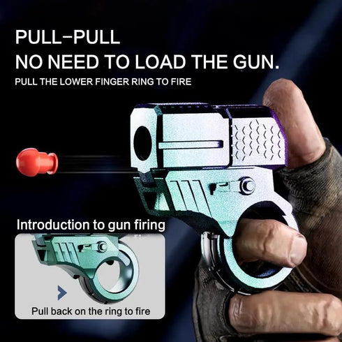 FXCOOLCT Adult Fidget Toys for Stress Relief EDC Alloy Finger Toy Pistol Decompression Launcher Model Ring for Anxiety
