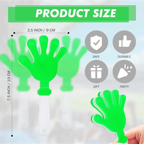 Generic 12 7.5 Inch Pieces Plastic Hand Clappers Noise Makers for Football Basketball Cheerleading Party Favors(Green