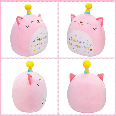 Cat Plush Toy 12 Inch Cute Unicorn Cat Birthday Stuffed Animal, Soft Plushies Pillow for Kids Room Decoration