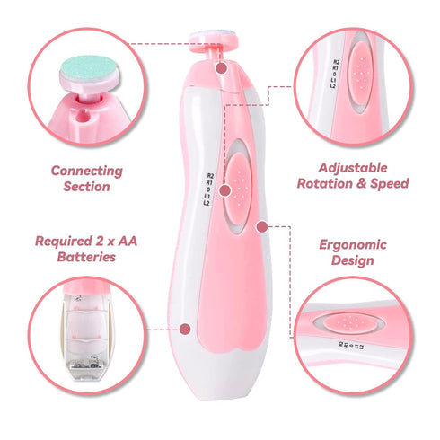 DEVKI Trimmer Glopole Baby Nail File with Light - Safe Electric Nail Clippers Kit for Newborn Infant Toddler Kids Toes