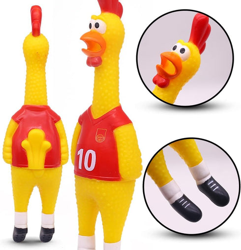 14inch POPLAY Rubber Chicken Grade Latex Squeeze Chicken Prank Novelty Pet Toys for All Age Groups Gift for Children