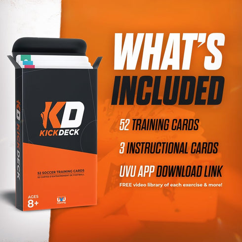 Kick Deck Soccer Training Program | 52 Card Training Deck to Improve Technique, Juggling, Strength and Core