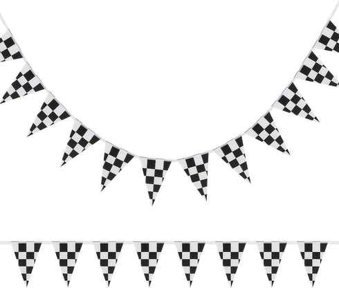 10 Meters Checkered Pennant Banner, Racing Flag Party Decoration for Race Theme Birthday Party