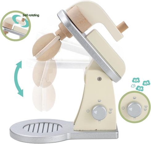 3+ Giant bean Wooden Toy Mixer, Kids Play Kitchen Accessories, Pretend Play Toy Blender for Boys Girls Ages