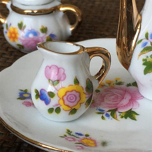 SXFSE 8pcs Set 1/6 Dollhouse Decoration Kitchen Accessories, Dining Ware Porcelain Tea Cup Pink Dish Cup Plate