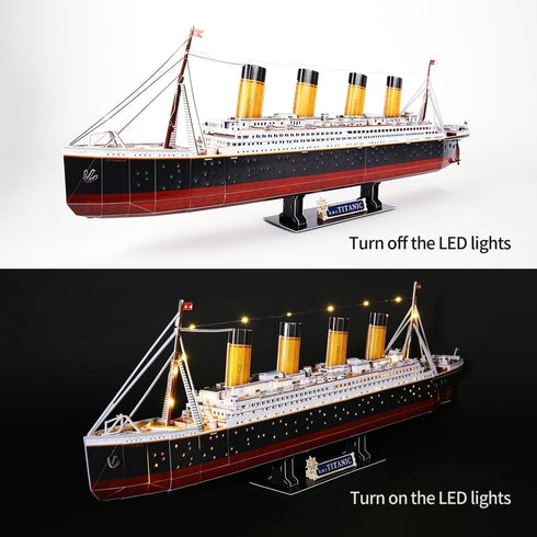 CubicFun Titanic 3D LED Puzzles for Adults, 88 CM, 266 Pieces, Titanic Toys for Home Decor and Gifts