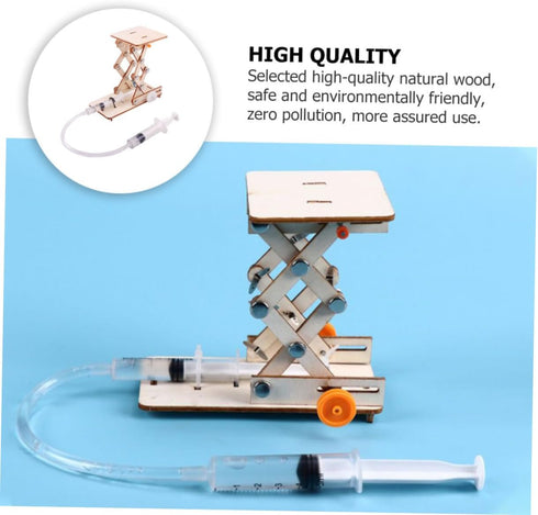 Toyvian 1 Set Hydraulic Lift Model Wood Puzzle Toy for Kids, Mechanical Model Building Kits