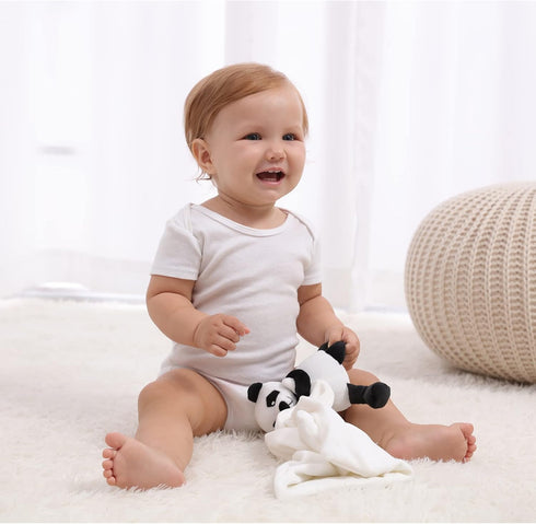 Apricot Lamb Stuffed Animals Security Blanket, Panda Character Blanket, Luxury Snuggler Plush (White Panda)