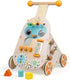 Wooden Baby Walker, Adjustable Speed Push and Pull Learning Activity Walker, Toddler Activity Center Toys