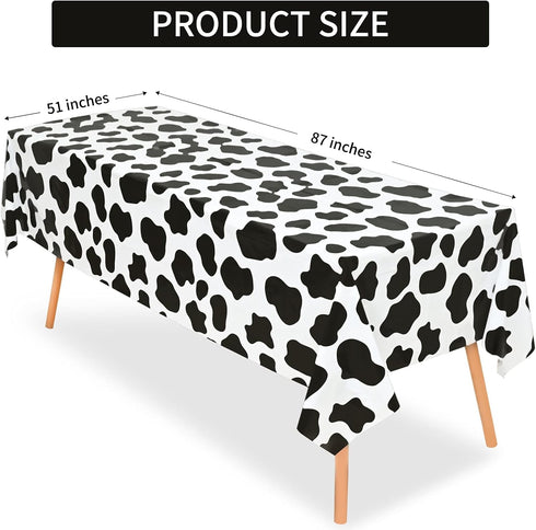 2 Pcs Cow Print Tablecloth - 87 x 51 Inches Plastic Table Cover for Farm Animal Birthday Party Supplies