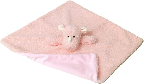 Baby Pink Rhino Soft Stuffed Animal Security Blanket, Plush Rhino Lovey, Cuddly Newborn Snuggle Blankie, 14"