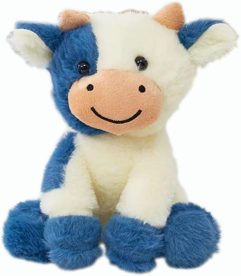 YUKOUQIAN 11.8 inch 11.8in) Cow Stuffed Animal Cute Cow Plush Doll Toy for Girls Boys Christmas (zuoniu deep Blue