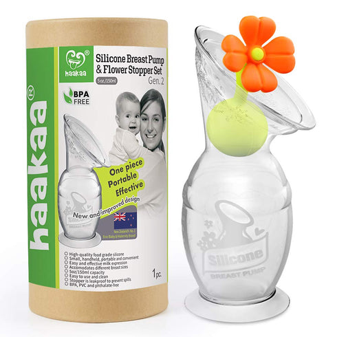 haakaa Silicone Manual Breast Pump with Suction Base and Flower Stopper 100%