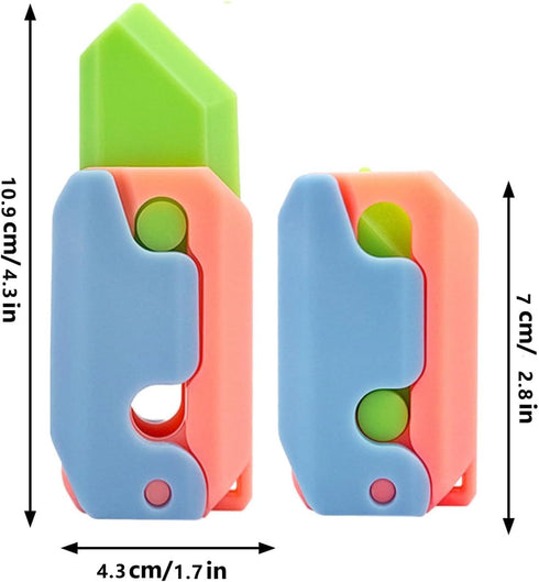ToySupplyFun 3D 2Lighting+2PinkWhite 28) Printing Fidget Knife Toy for Adults - Funny Plastic EDC Carrot Knife Toy