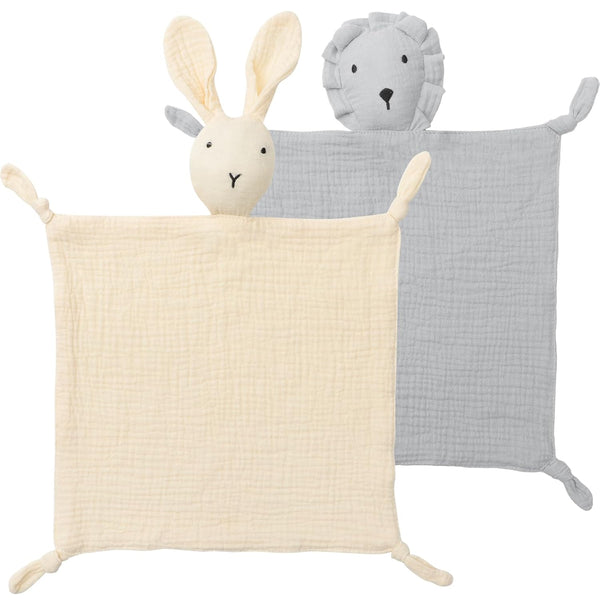Newborn Baby Loveys Security Blanket, Organic Cotton Bunny & Lion Lovies for Newborns