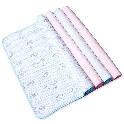 Baby Infant Waterproof Cotton Changing Pads, Washable Reusable Diapers Liners Mats Multi Pieces Pack (4pcs Bears, Small