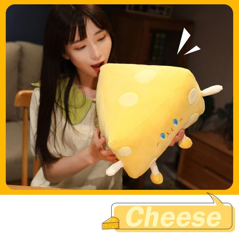Cheese Stuffed Toys, Food Bread Plush Pillow for Home Decoration, Christmas Birthday Gift for Kids
