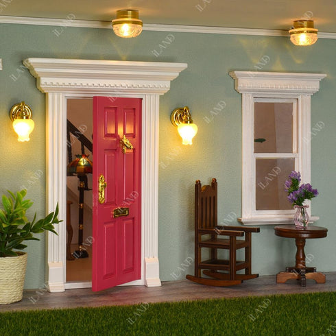 iLAND Dollhouse Door 1:12 Scale - Miniature Door with Handle & Knocker (Neoclassical Mini Door)