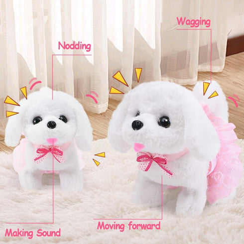 Golray Dog Toys for Kids Girls, Electronic Interactive Stuffed Dog Plush, 10 Pcs Toddler Girl Toy Dog Puppy Care Set