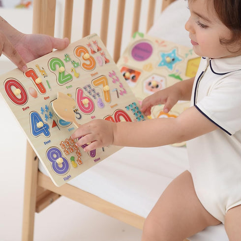 9 Pack 3 4 5 3-5, Set, GRINNNIE Montessori Toddler Puzzle for Years Old, Wooden Learning Puzzle for Toddlers Animal