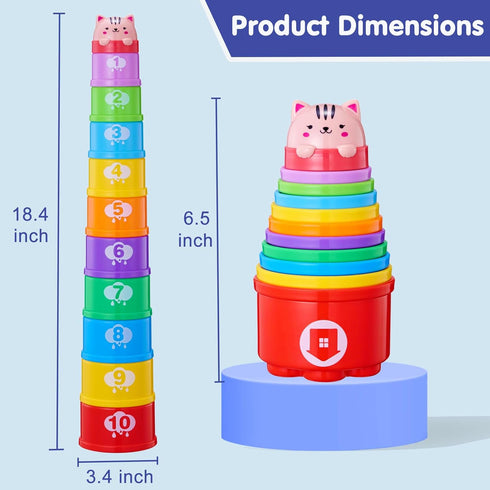 1-3, 6 9 12 18 1 1-2 WEEJOYGAM Baby Stacking Cups, Nesting Stacking Toys for Toddlers Infant Easter Basket Stuffers