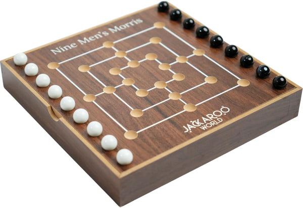 Nine Mens Morris Board Game, Marble Strategy Game, Solid Wooden Game with