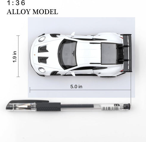 1/36 Scale Porsche 911 GT3 RS Diecast Car Models, Pull Back Vehicle, Gift for Boys and Girls