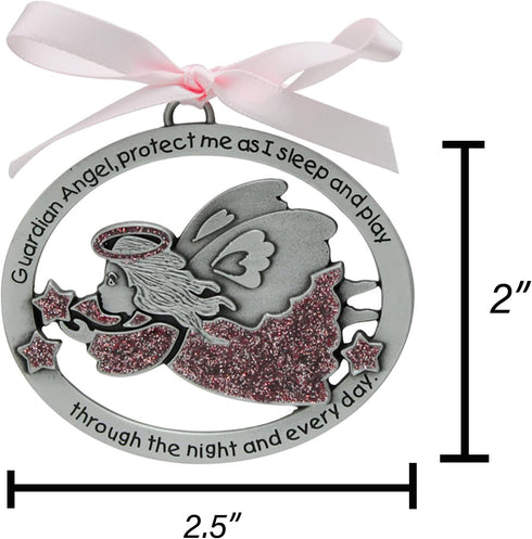 (CM16P) Cathedral Art (Abbey & CA Gift Angel Crib Medal for Jewelry Making, Silver, Pink