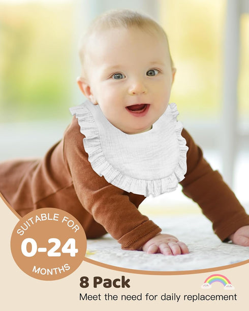 8-Pack Lictin Muslin Baby Bibs - Bandana Drooling and Teething Bibs, Unisex Cotton