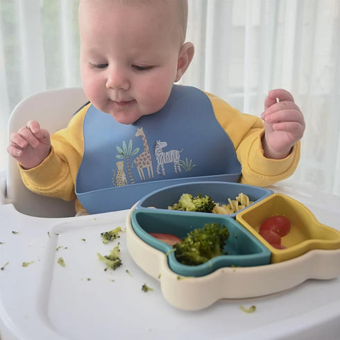 2 Sets Baby Silicone Bibs Baby Bibs with Food Catcher for Girls Boys Toddlers BPA Free Waterproof Soft Durable
