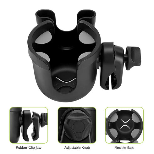 Accmor Stroller Cup Holder with Phone Holder, 2-in-1 Universal Cup Phone Holder for Uppababy, Nuna, Doona Strollers