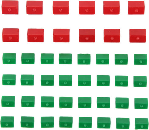 Hotel Game Replacement Pieces - Plastic Hotels & Houses Supplement, 10 Red and 30 Green Pieces