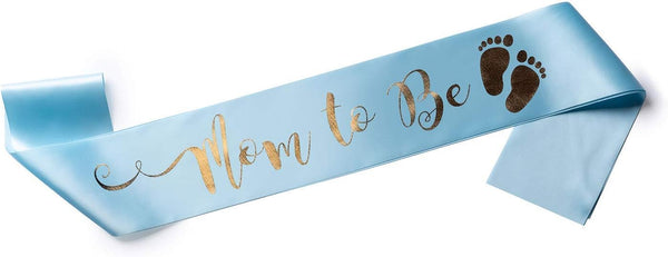 OLILLY Perfect Blue Mom to Be Sash - Celebrate Your Baby Shower