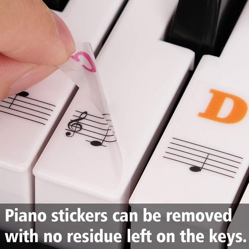 Eison Colorful Piano Stickers for Keys - Removable 88/61/54/49/37 Full Set Stickers, Great Children's Gift