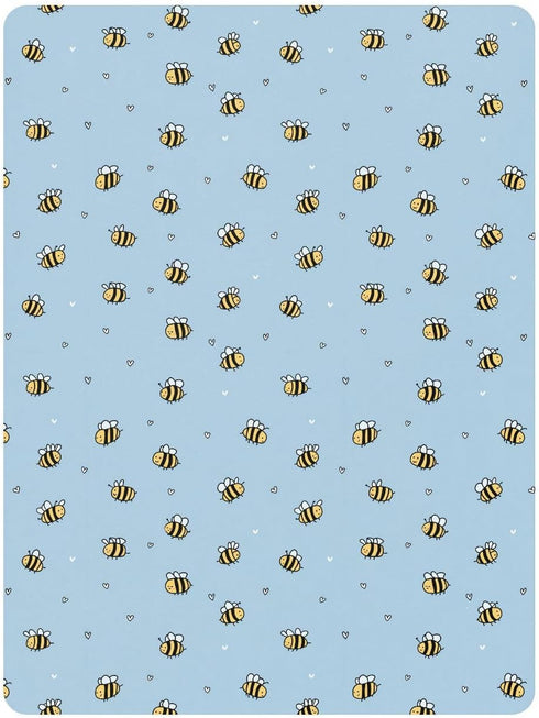 miaozhen 1 Pack 52x28 Cotton Crib Sheets for Baby Boys Girls Soft Breathable Naughty Animal Bees Blue Toddler Bedding