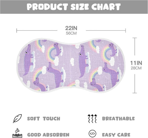 decor gift 4 Pack 22x11in Cotton Muslin Burp Cloths Large Soft and Absorbent? Cute Animal Crocodiles Rainbows Pastel