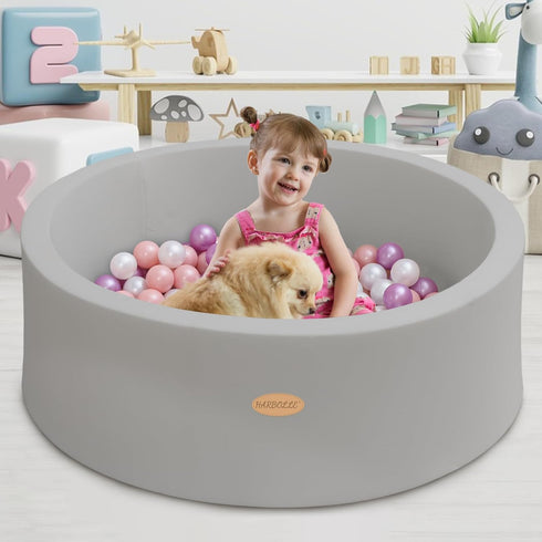 35.4" HARBOLLE Baby Ball Pit Soft Round Memory Foam Ball Pits NOT Included Balls Indoor Outdoor Playpen for Babies
