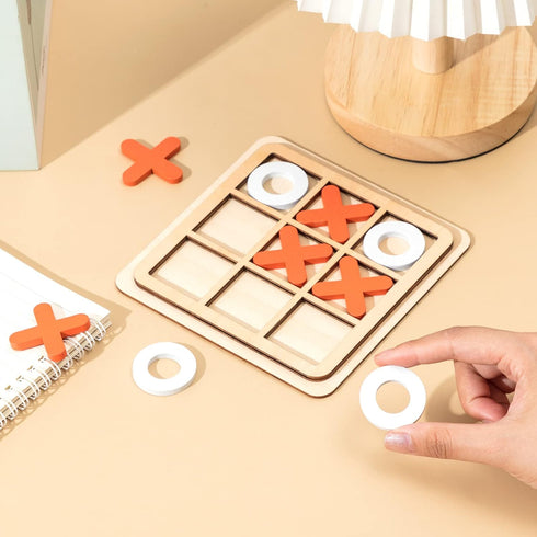 6 Pieces Wooden Tic Tac Toe Game - Mini Board Game for Kids - Family Puzzle Game - Educational Toys for Birthday Favors