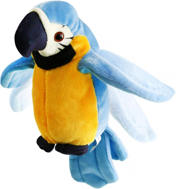 Houwsbaby 9'' Blue Electronic Musical Talking Parrot Plush Toy - Interactive Toy, Recording Stuffed Animal for Kid Girl